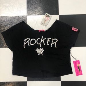 RARE BETSEY JOHNSON BLACK ROCKER CHICK GRAPHIC TEE